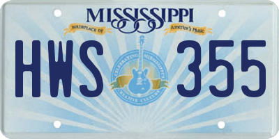 MS license plate HWS355