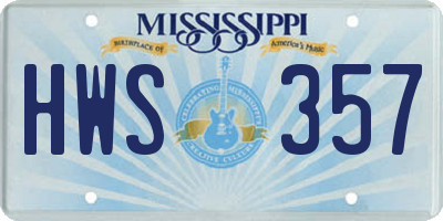 MS license plate HWS357