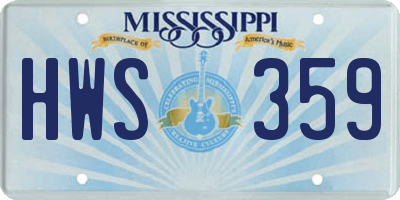 MS license plate HWS359