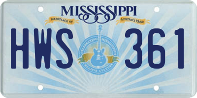 MS license plate HWS361