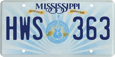 MS license plate HWS363