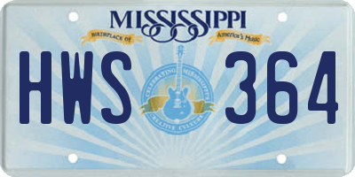MS license plate HWS364