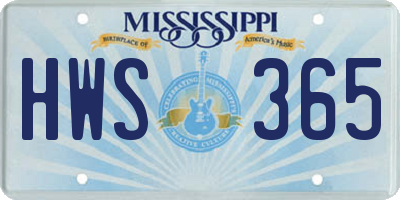 MS license plate HWS365