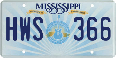 MS license plate HWS366
