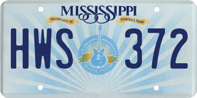 MS license plate HWS372