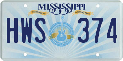 MS license plate HWS374