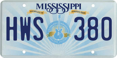MS license plate HWS380