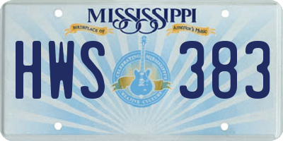 MS license plate HWS383