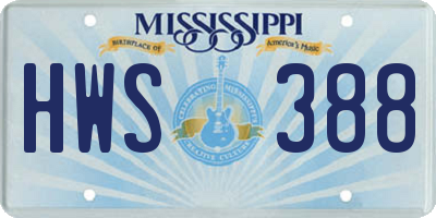MS license plate HWS388