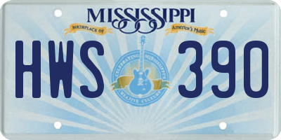MS license plate HWS390