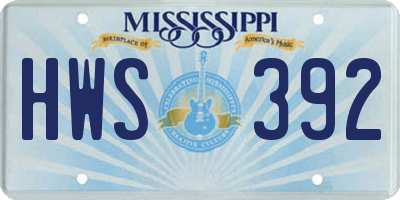 MS license plate HWS392