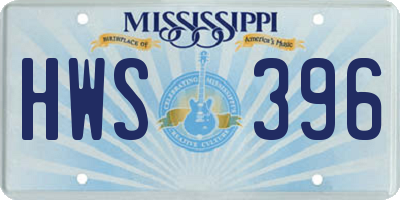 MS license plate HWS396
