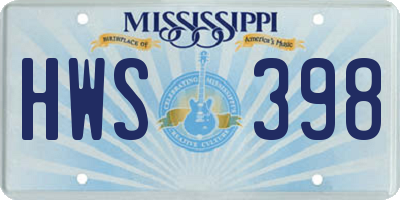 MS license plate HWS398
