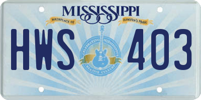 MS license plate HWS403