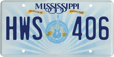 MS license plate HWS406