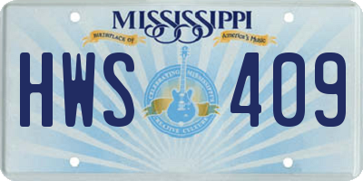 MS license plate HWS409