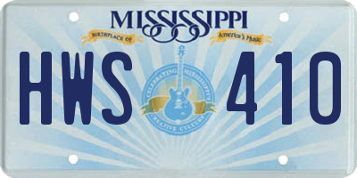 MS license plate HWS410