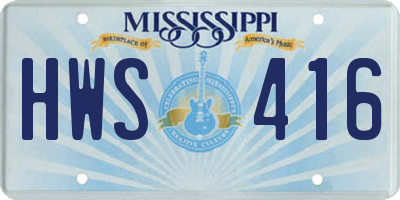 MS license plate HWS416