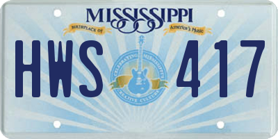 MS license plate HWS417