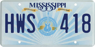 MS license plate HWS418