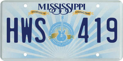 MS license plate HWS419
