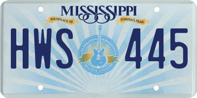 MS license plate HWS445