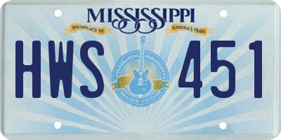 MS license plate HWS451