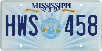 MS license plate HWS458