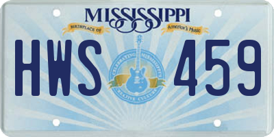 MS license plate HWS459