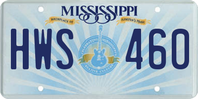 MS license plate HWS460