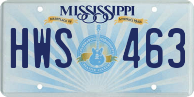 MS license plate HWS463