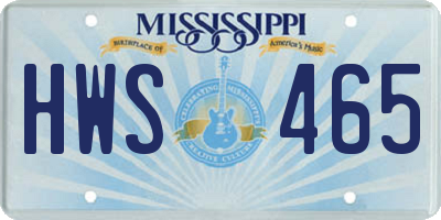 MS license plate HWS465