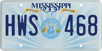MS license plate HWS468