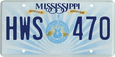 MS license plate HWS470
