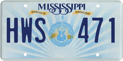 MS license plate HWS471