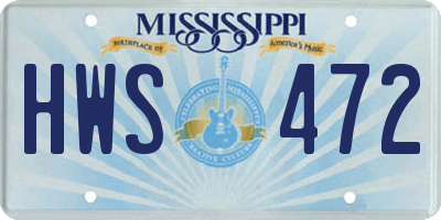 MS license plate HWS472