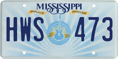 MS license plate HWS473