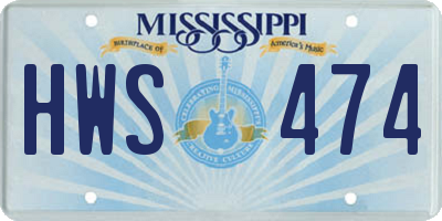 MS license plate HWS474