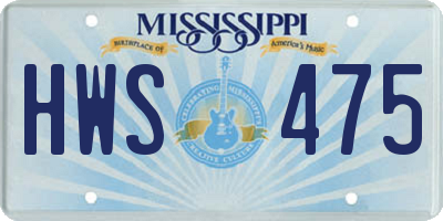 MS license plate HWS475