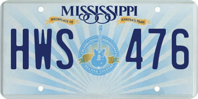 MS license plate HWS476