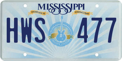 MS license plate HWS477
