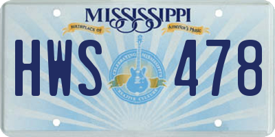 MS license plate HWS478
