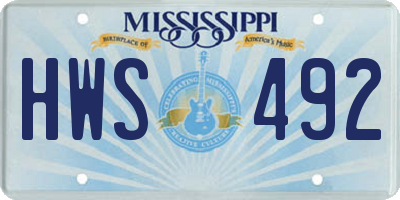 MS license plate HWS492
