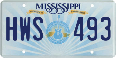 MS license plate HWS493