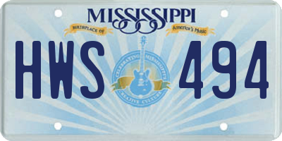 MS license plate HWS494