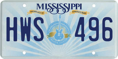 MS license plate HWS496