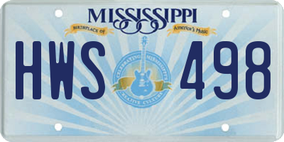 MS license plate HWS498