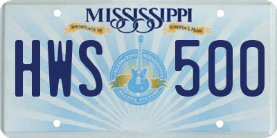 MS license plate HWS500