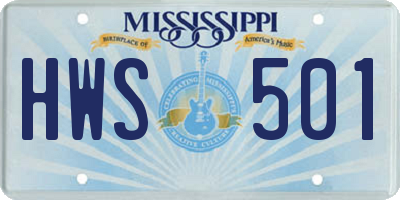 MS license plate HWS501