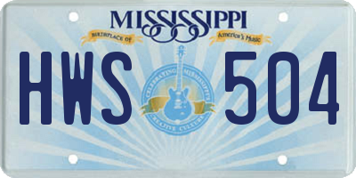 MS license plate HWS504